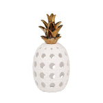 Sagebrook Home 14458-02 13" Ceramic Lattice Weave Pineapple, White / Gold