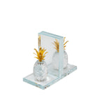 Sagebrook Home 14462-01 4" Crystal Pineapple Bookends, Clear, Set of 2