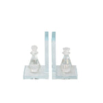 Sagebrook Home 14462-02 Crystal Chess Piece Bookends, Clear