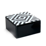 Sagebrook Home Glass /Wood Square Storage Box,Black/White