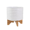 Sagebrook Home Ceramic 11`` Planter On Stand,White Stripe