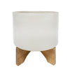 Sagebrook Home 14485-07 11" Ceramic Planter On Stand, White/Tan Dotted