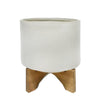 Sagebrook Home Ceramic 8`` Planter On Stand, White/Tan Dot