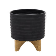 Sagebrook Home 11`` Textured Planter W/ Stand, Black