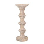 Sagebrook Home Wooden 15" Banded Bead Candleholder, Distressed Iv