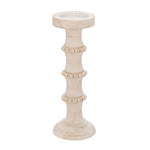 Sagebrook Home Wood, 15" Antique Style Candle Holder, White