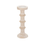 Sagebrook Home 14498-05 13" Wood, Antique Style Candle Holder, White
