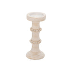 Sagebrook Home Wood, 11" Antique Style Candle Holder, White