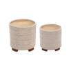 Sagebrook Home 14504-01 6"/8" Ceramic Tribal Look Planters, Ivory, Set of 2