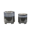 Sagebrook Home Set of 2 Ceramic 6/8" Footed Planter, Blue