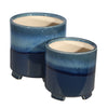 Sagebrook Home 14504-11 6"/8" Ceramic Footed Planter, Reactive Blue, Set of 2