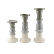 Sagebrook Home Ceramic 16`` Candle Holder, Gray Fade Matt