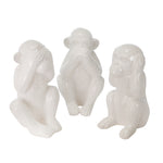 Sagebrook Home 14507-01 12" Ceramic Monkeys, White, Set of 2