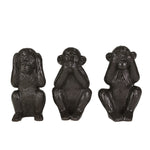 Sagebrook Home 14507 12" Ceramic Monkeys, Black, Set of 3