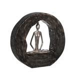 Sagebrook Home Aluminum Yoga Lady In Circle Log 10.5``, Silver