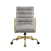 Benzara Leatherette Office Chair with Horizontal Tufting and Metal Star Base, Gray
