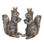 Sagebrook Home 14603-01 8" Resin Squirrels with Crowns, Silver, Set of 2