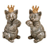 Sagebrook Home 14603 6" Cats With Crowns, Gray, Set of 2