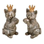 Sagebrook Home 14603 6" Cats With Crowns, Gray, Set of 2