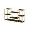 Sagebrook Home Stainless Steel Console Table,Gold/Black Glass