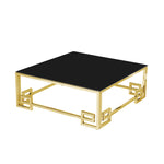 Sagebrook Home Stainless Steel Cocktail Table,Gold/Black Glass