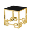 Sagebrook Home 14625-04 21" Stainless Steel End Table, Gold/Black Glass
