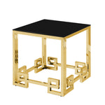 Sagebrook Home 14625-04 21" Stainless Steel End Table, Gold/Black Glass