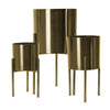 Sagebrook Home Set of 3 Metal Planters On Stand 18/15/12"H, Gold
