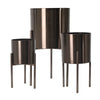 Sagebrook Home 14628 18"/15"/12" Metal Planters On Stand, Gray, Set of 3