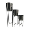 Sagebrook Home 14630-01 40"/30"/20"H Metal Planters On Stand, Gunmetal, Set of 3