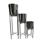 Sagebrook Home 14630-01 40"/30"/20"H Metal Planters On Stand, Gunmetal, Set of 3