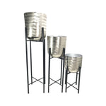 Sagebrook Home Set of 3 Metal Planters On Stand 40/30/20"H, Silver