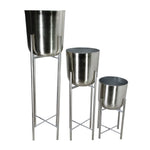 Sagebrook Home 14630-03 40"/30"/20" H Metal Planters On Stand, Silver, Set of 3