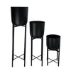 Sagebrook Home 14630-04 40"/30"/20"H Metal Planters On Stand, Black, Set of 3