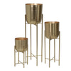 Sagebrook Home 14630 40"/30"/20" H Metal Planters On Stand, Gold, Set of 3