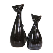 Sagebrook Home Ceramic 10`` Sitting Cat, Pearlblack