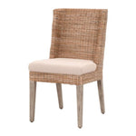 Benzara Interwoven Wicker Wing back Dining Chair with Fixed Seat, Set of 2, Brown