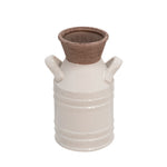 Sagebrook Home Ceramic 10`` Handled Vase, Ivory
