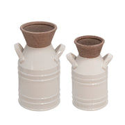 Sagebrook Home Ceramic 10`` Handled Vase, Ivory