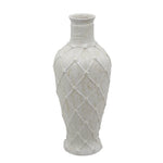 Sagebrook Home Ceramic 25`` Rope Design Vase,White
