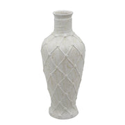 Sagebrook Home Ceramic 25`` Rope Design Vase,White
