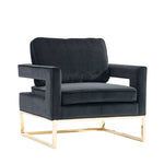 Sagebrook Home Velveteen Chair, Black/Gold