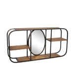 Sagebrook Home 14676-02 24" L Metal/Wood Wall Shelf with Mirror, Brown