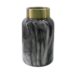 Sagebrook Home Glass 10"  Jar, Black/Gold