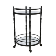 Sagebrook Home Metal 28`` 2 Tier Round Bar Cart, Black