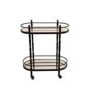 Sagebrook Home Metal 28`` 2 Tier Oval Bar Cart, Black