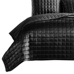 Benzara 3 Piece Queen Size Coverlet Set with Stitched Square Pattern, Dark Gray