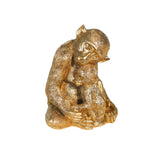 Sagebrook Home 14701-03 9" Resin Monkey Mother with Baby, Gold