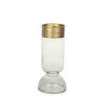 Sagebrook Home 14708-01 9" Glass Vase with Gold Rim, Clear
