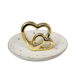 Sagebrook Home 5`` Trinket Tray, Double Heart, White